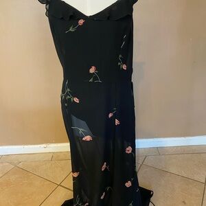Ashley Graham Black and Pink Sweetheart Maxi Gown